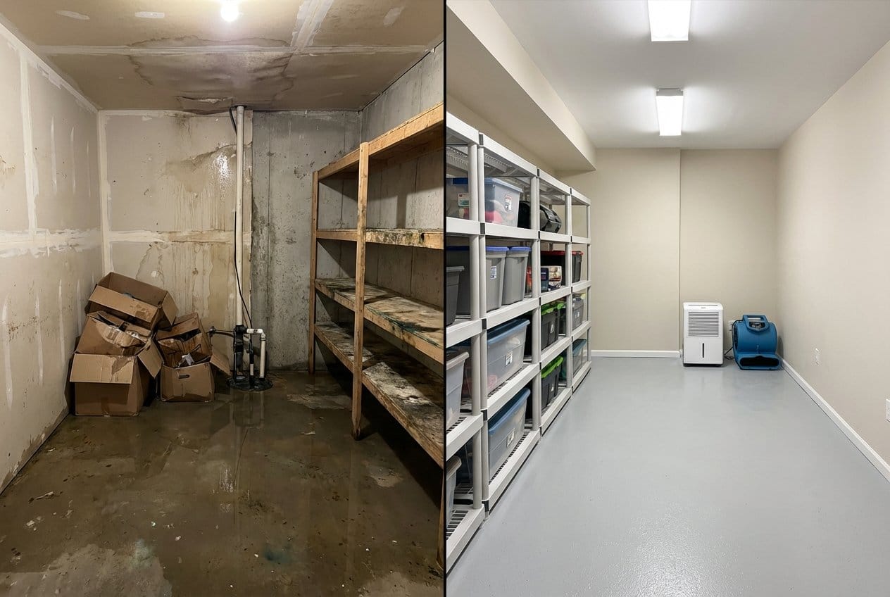 Content Drying & Property Cleanup restoration — utility room of private residence in Cresskill, NJ