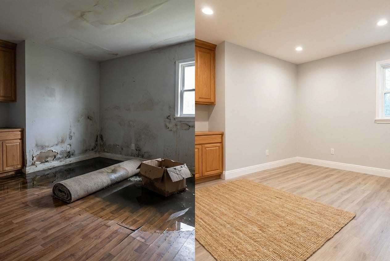 Cresskill Water Damage Restoration bedroom restoration before and after in Cresskill