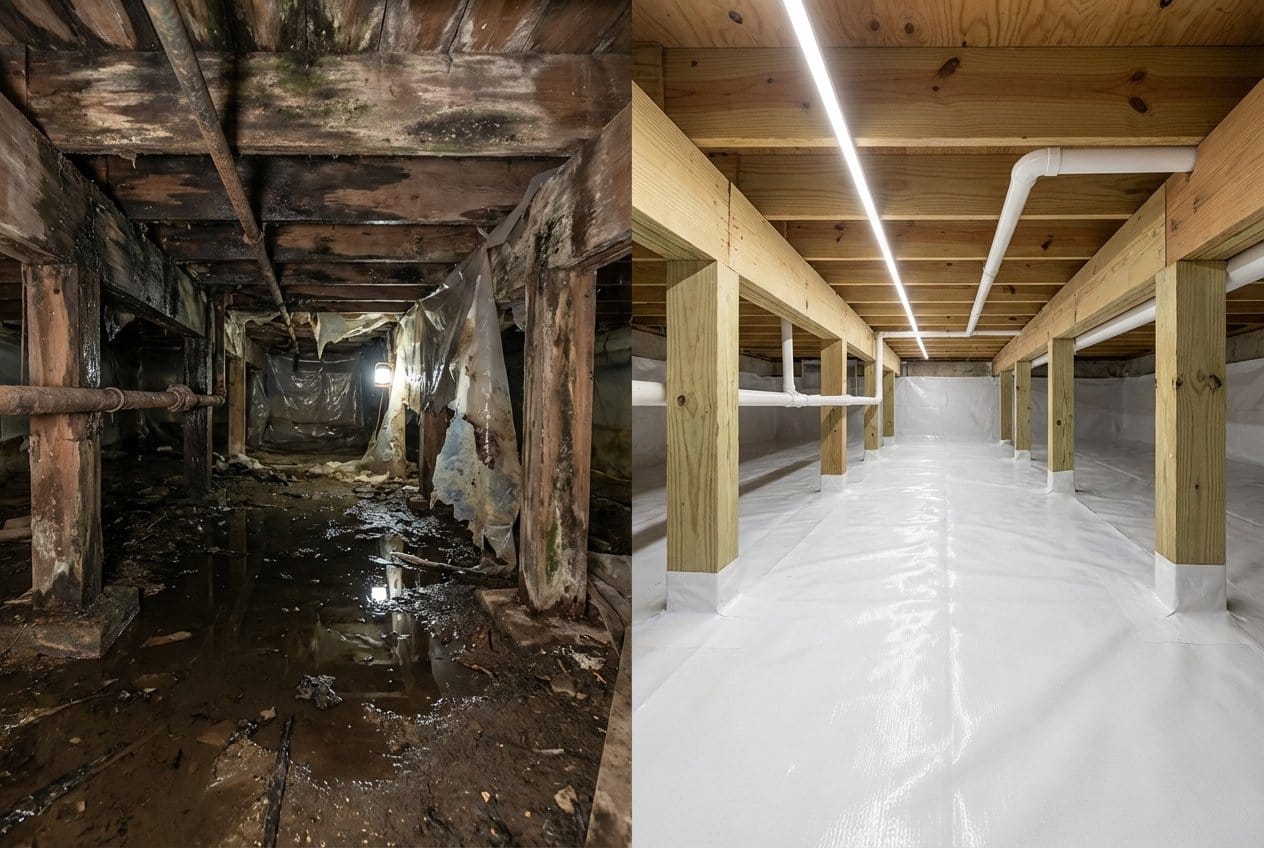 Cresskill Water Damage Restoration crawl space restoration before and after in Cresskill